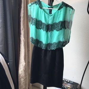 Green and black dress
